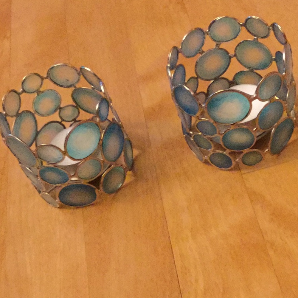 Cute blue tea candle holders - Picture 2 of 2